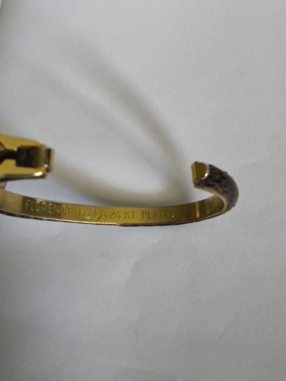 Florence 24k gold plated and snake leather bracelet
